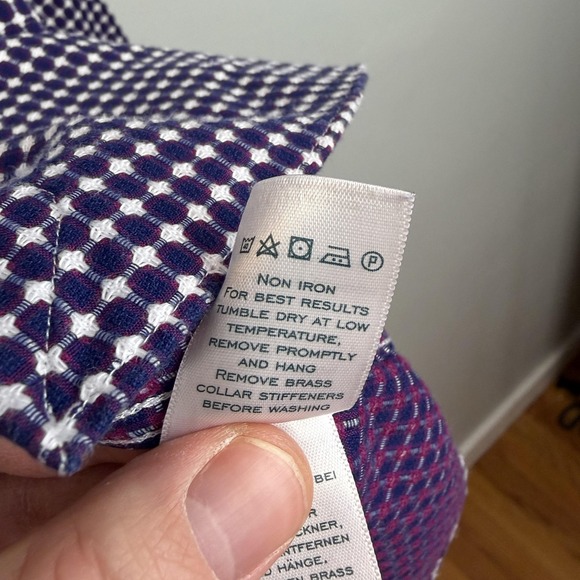 Charles Tyrwhitt Shirt Mens 15.5 34 Blue White Non Iron Slim Fit Dress Check - Picture 6 of 10